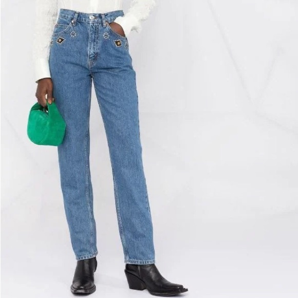 RE/DONE 70s Straight Leg crystal-embellished Jeans orig $515 size 25 - Picture 2 of 8